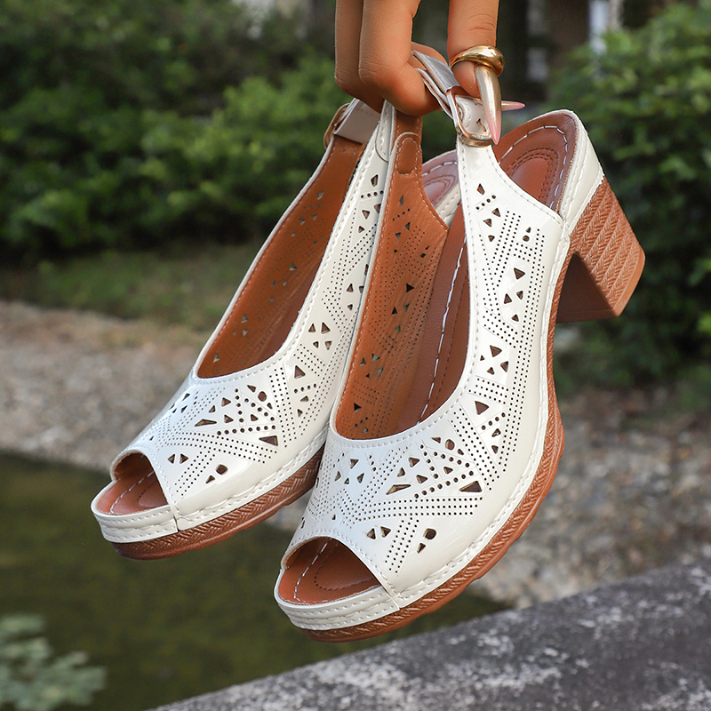 Gladiator Sandal Women - Vintage Hollow Out High Heels Sandals