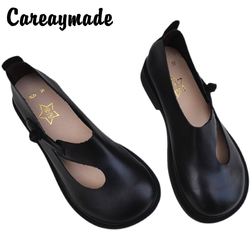 Women'S Heels - Careaymade-Genuine leather big shoes retro national