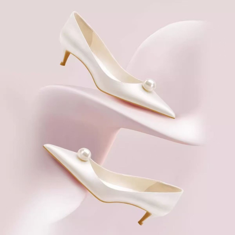 Women'S Heels - 2026 New Luxury Designer White Satin
