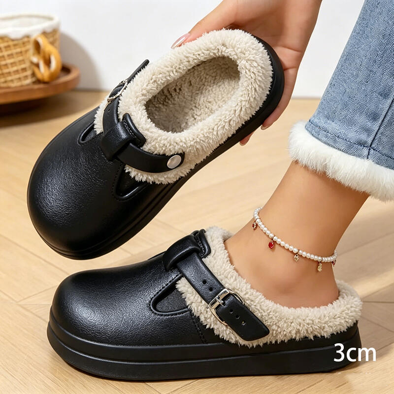 Casual Metal Buckle Warm Plush - Women'S Shoes Water Resistant avaliação e preço