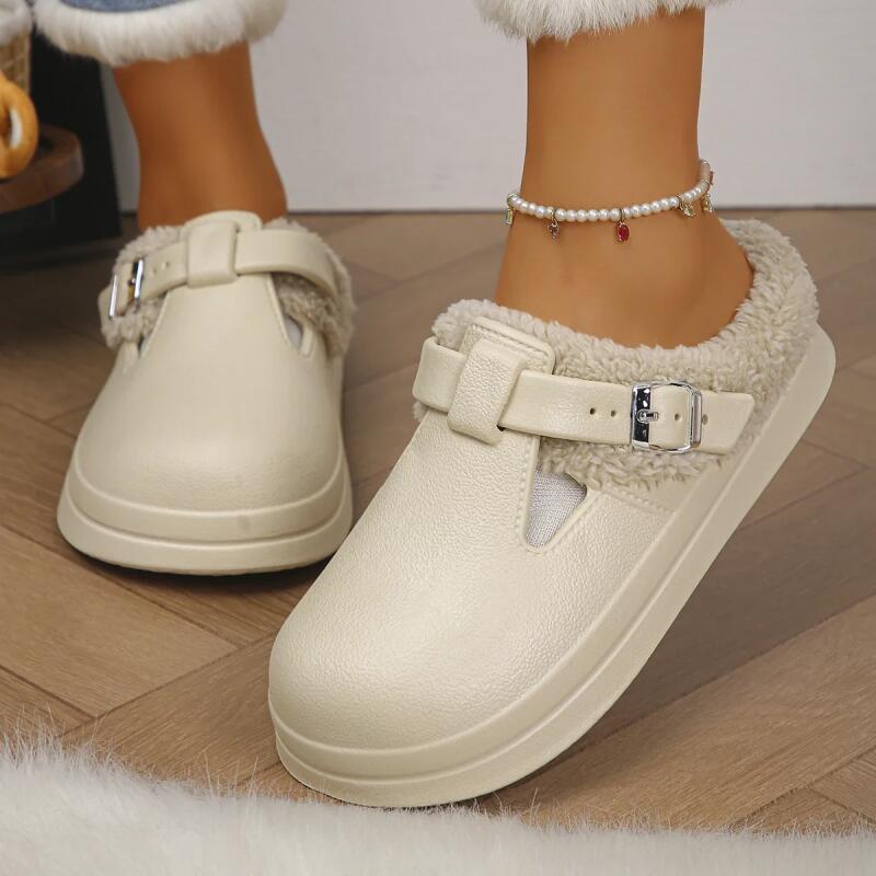 Casual Metal Buckle Warm Plush - Women'S Shoes Water Resistant avaliação e preço