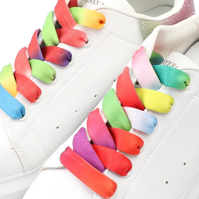 Rainbow Gradient Flat Shoelace - Women Shoes Mk avaliação e preço