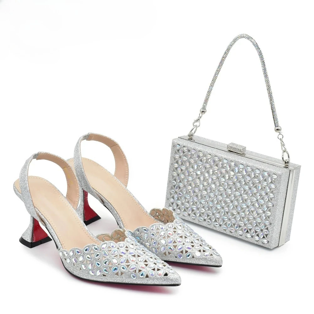 Silver Color Shoes and Bag for - Women'S Heels avaliação e preço