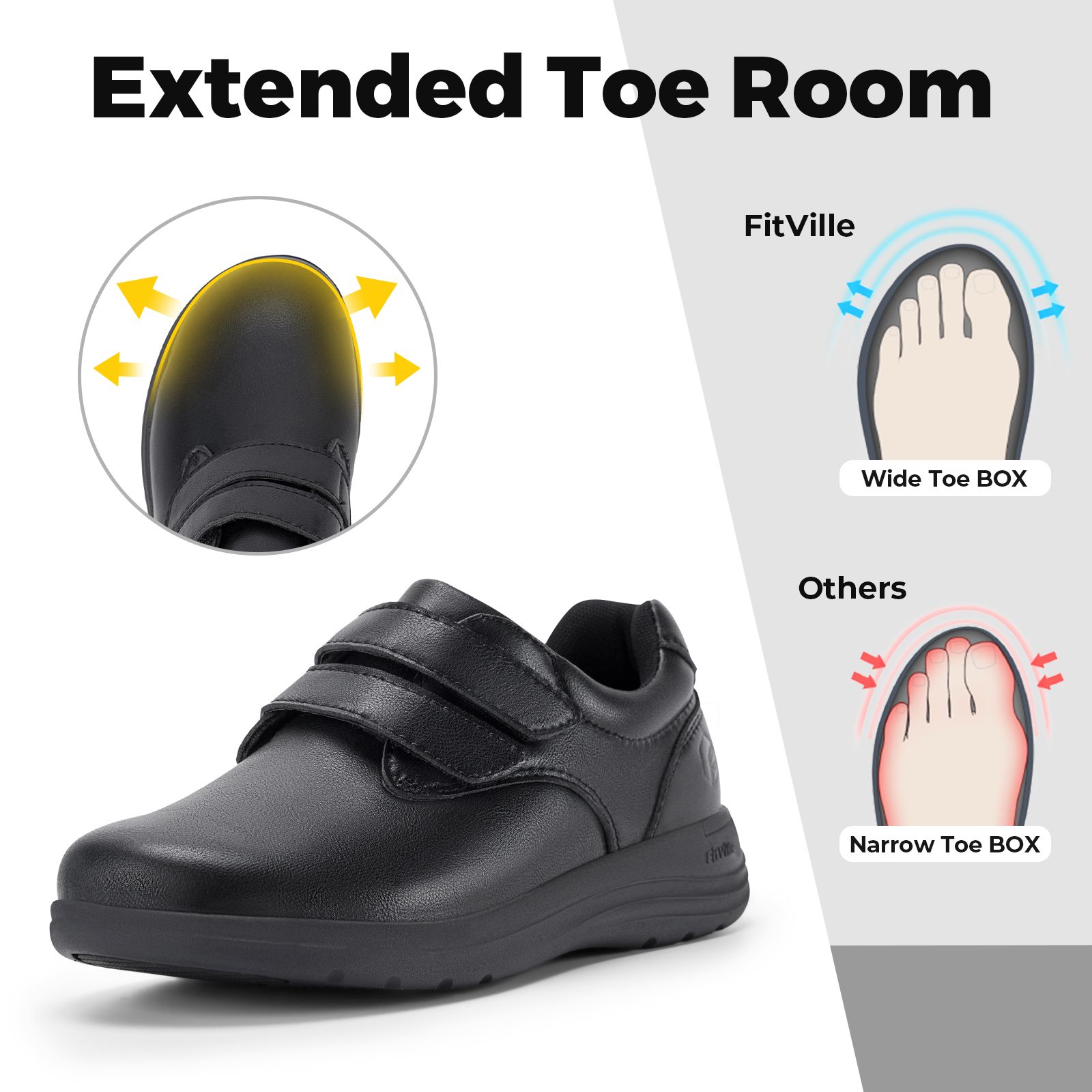 FitVille Leather Women's Shoes - Women'S Shoes Extra Wide avaliação e preço