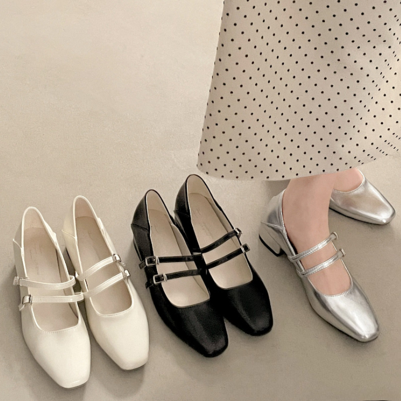 Square Toe Low Heel Women Silv - Women'S Shoes Everyday avaliação e preço