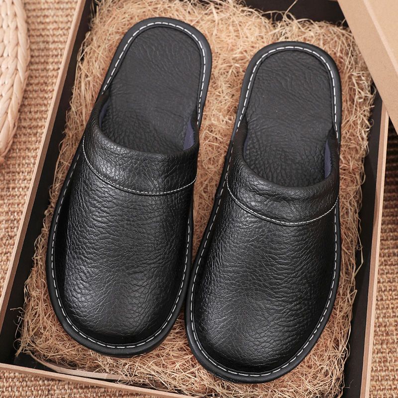Home Leather Slippers Men and  - Women'S Shoes Water Resistant avaliação e preço
